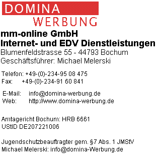 Homepages und Werbung für Dominas und Dominastudios
